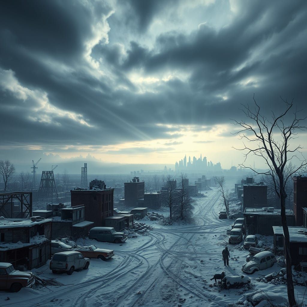 Post-Apocalyptic Winter Ruins in a Futuristic Aesthetic