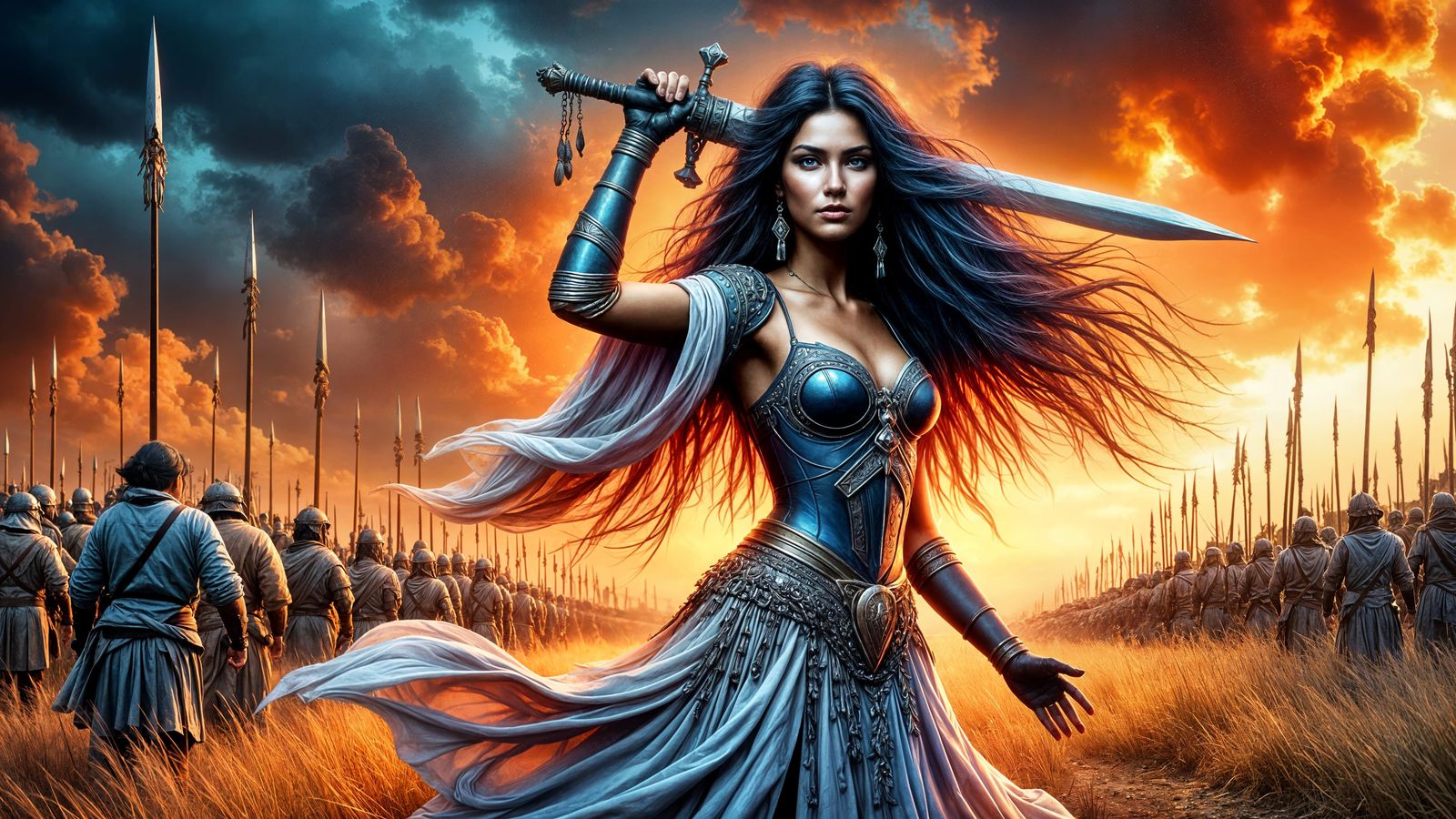 Majestic Warrior Queen in Ancient Armor