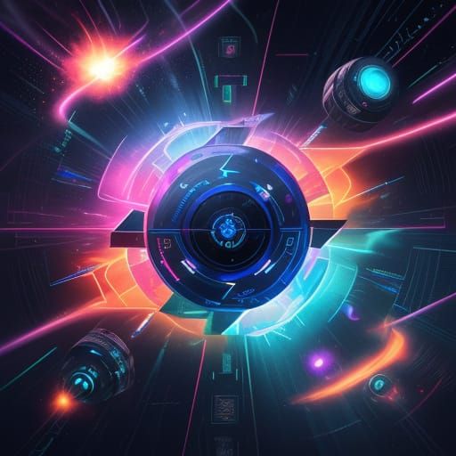 Cyberpunk Close-Up: Neon Blue Circuits and Metallic Details