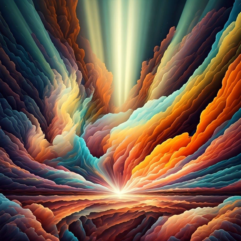 Psychedelic Kaleidoscope of Iridescent Clouds in Surreal Sty...