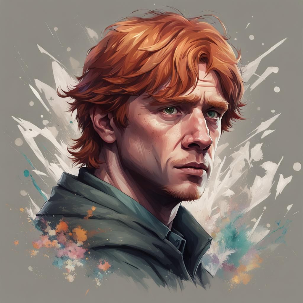 Ron Weasley Portrait in Hyperdetailed Art Style