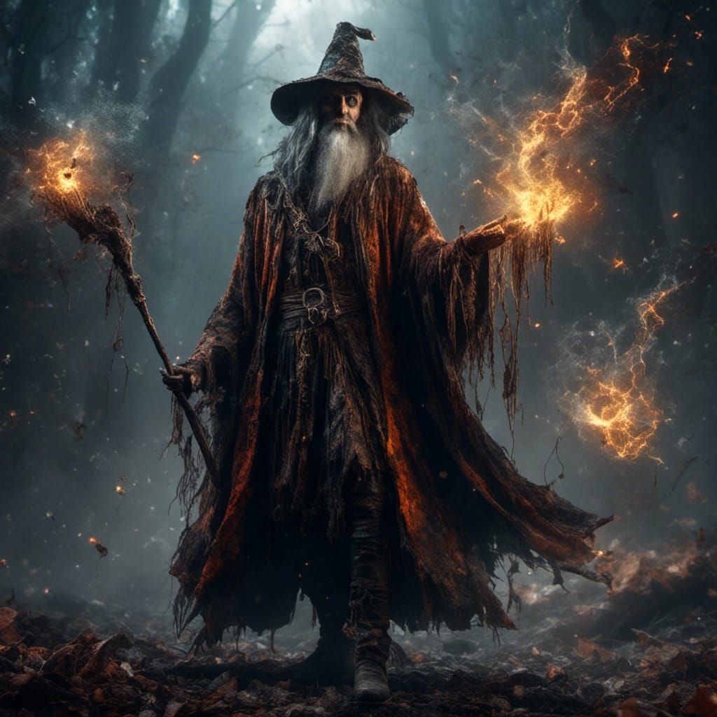 Gothic Stardust Wizard in a Mystical Painting