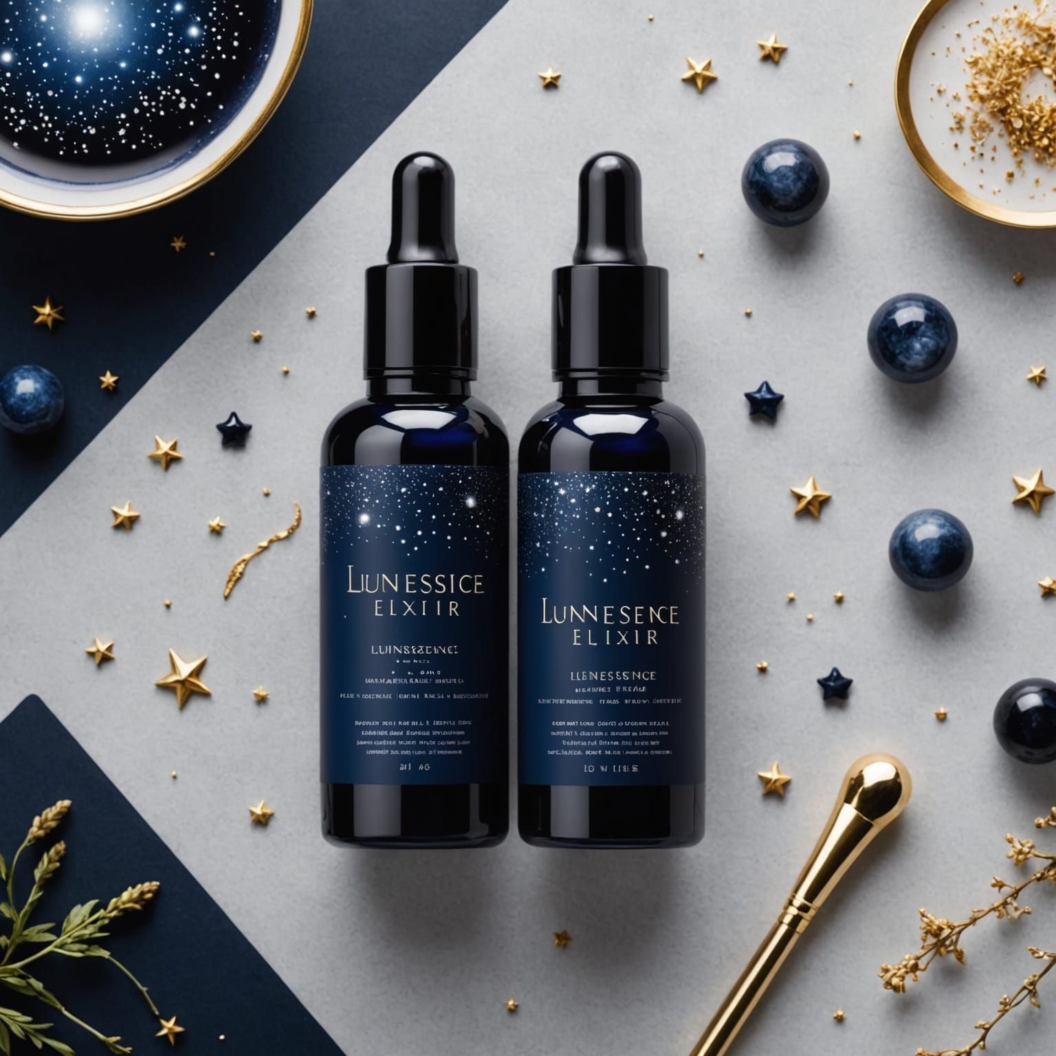 A luxurious, fictional beauty product label for a high-end s...