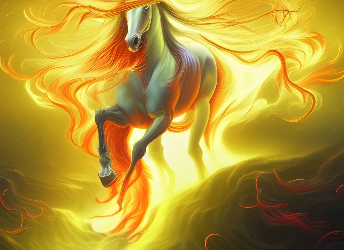 Fiery Horse from Hell Digital Artwork