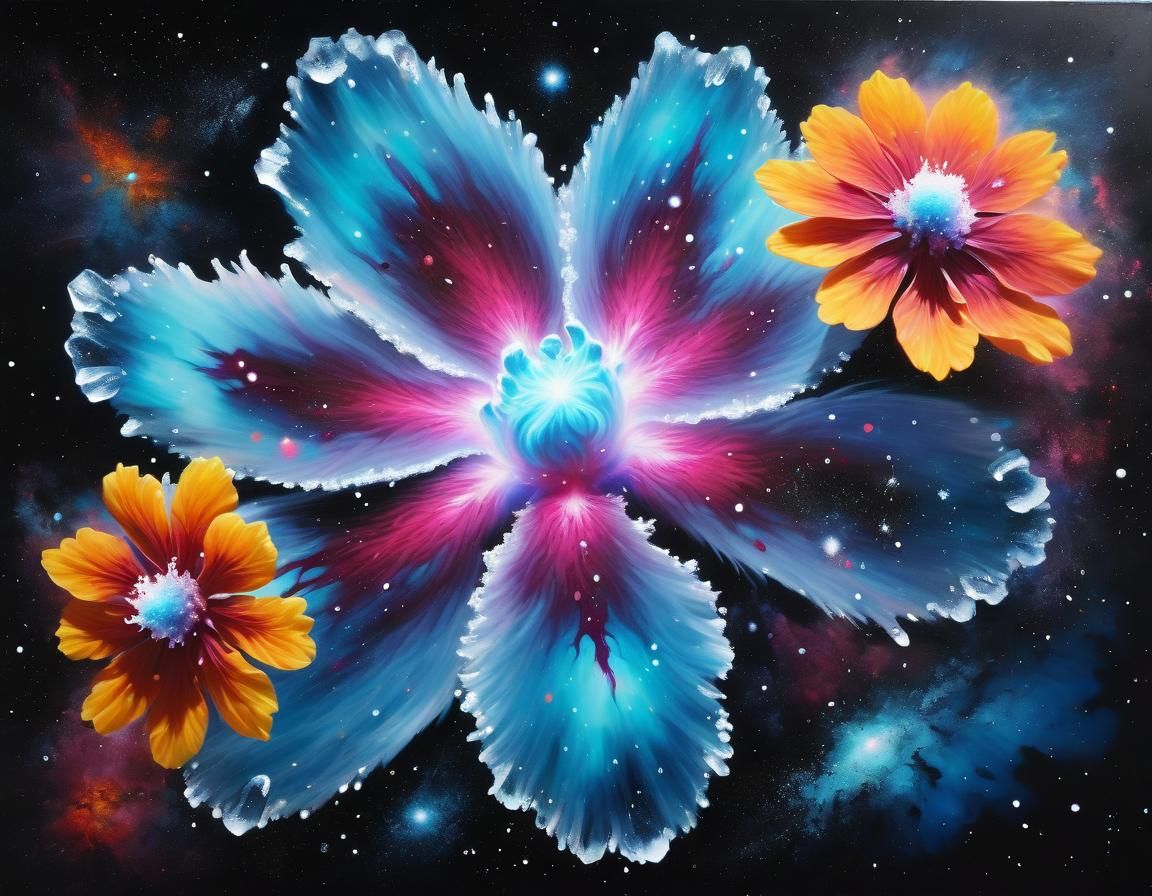 Galactic Nebula Flower Blossoms in Space Art