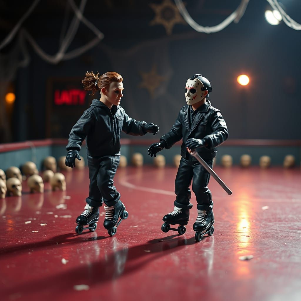 Michael Myers and Jason Voorhees Roller Skating