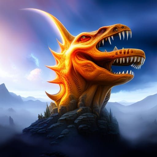 Fantastical Dinosaur Matte Painting in Deep Color