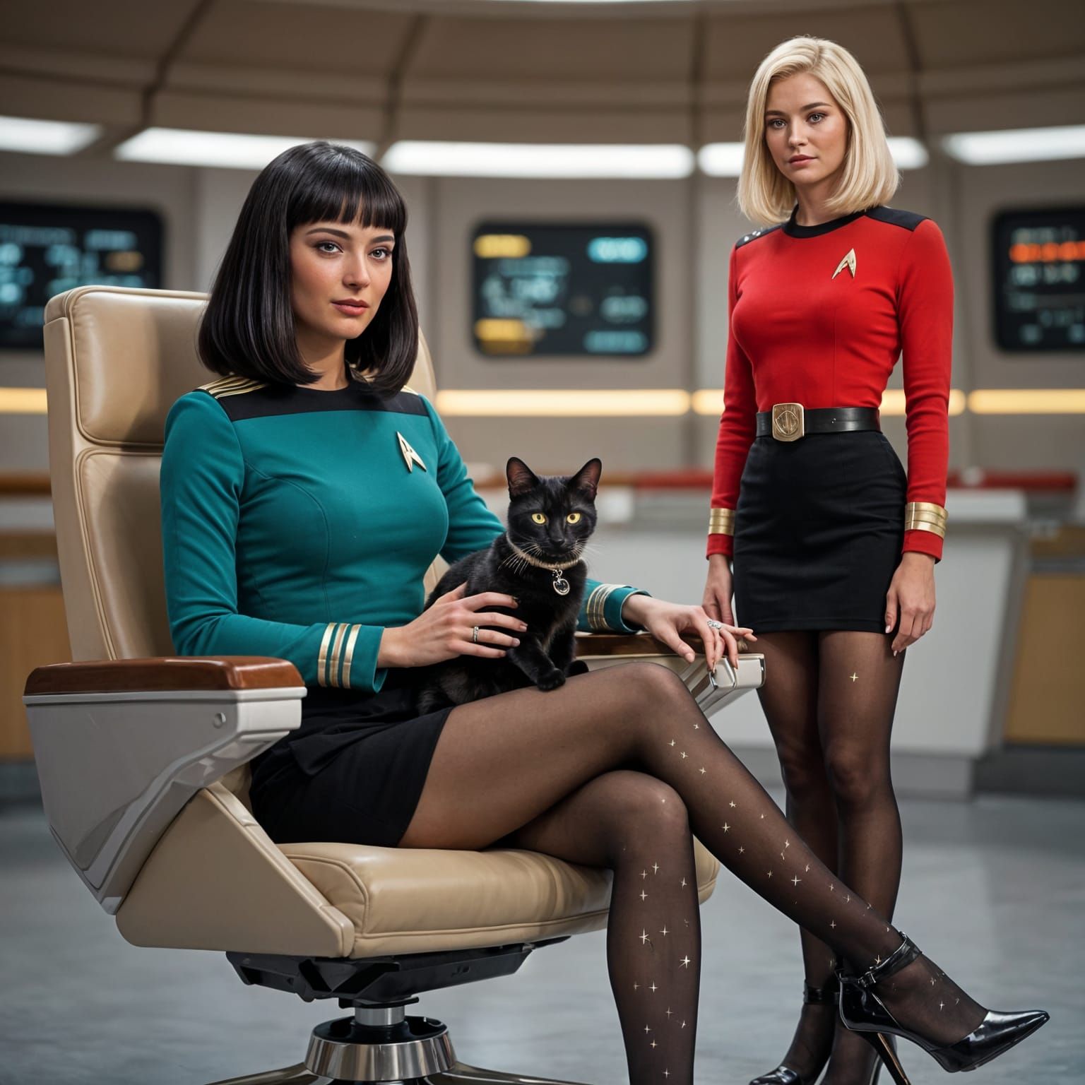 Isis as Star Trek Captain with Black Cat