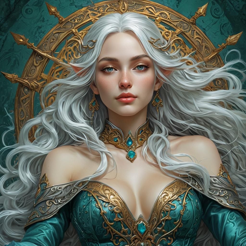 Elven in Teal Environment as Manga Illustration