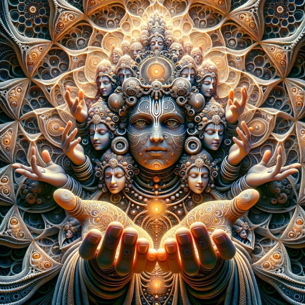 Fractal Krishna: Geometric Deity in High Detail