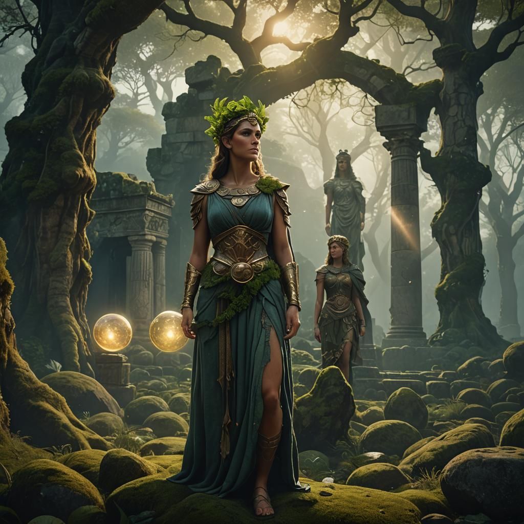 Rhea Goddess in Mystical Forest, Digital Matte Painting