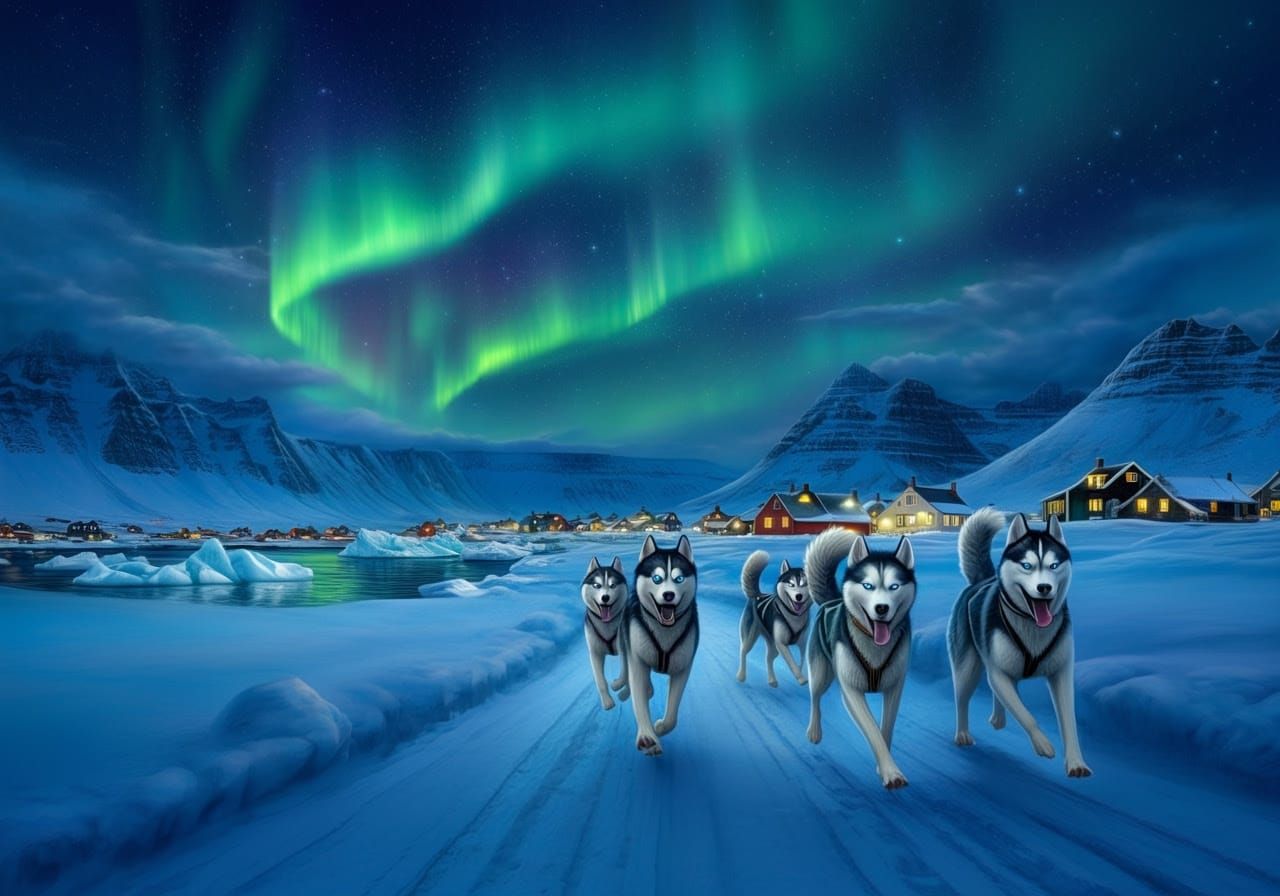 Breathtaking Aurora Display Over Svalbard's Snow-Covered Lan...