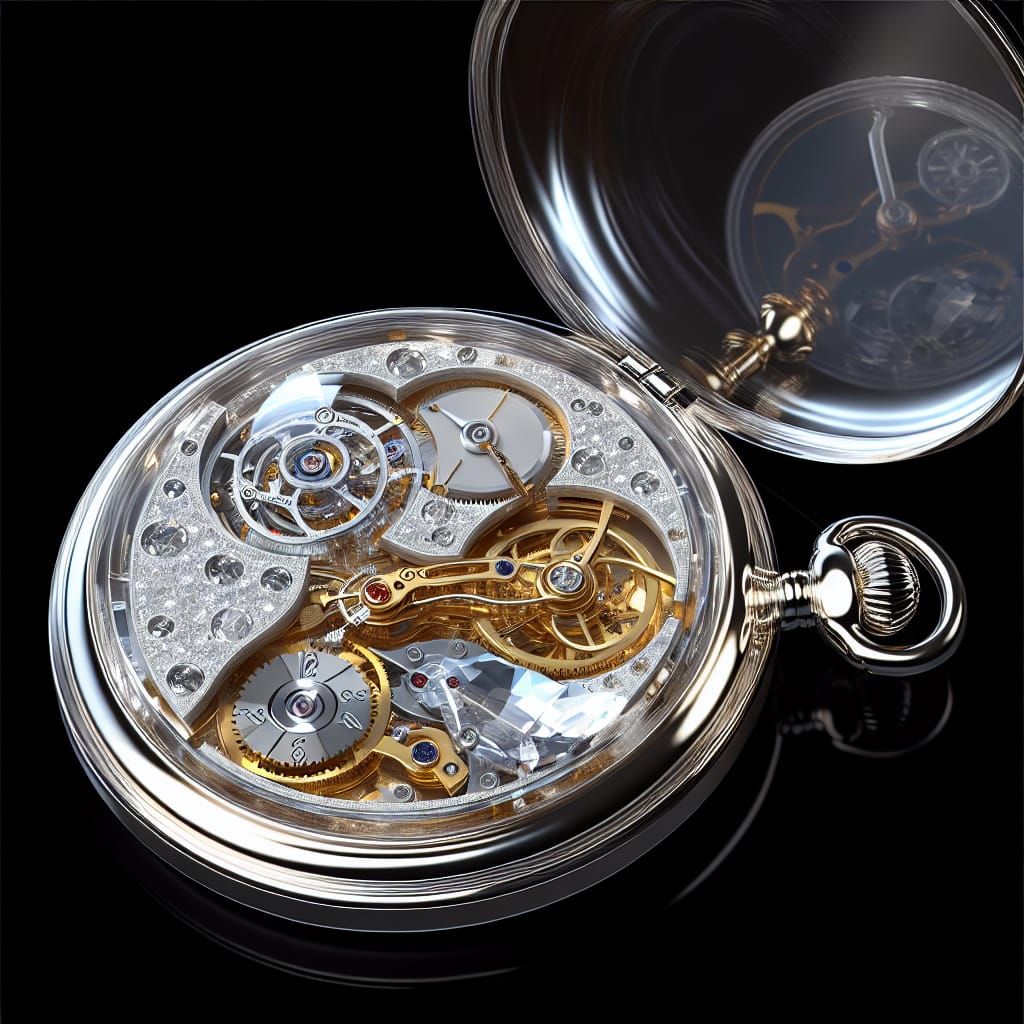Exquisite See-Through Pocket Watch with Crystal Gears