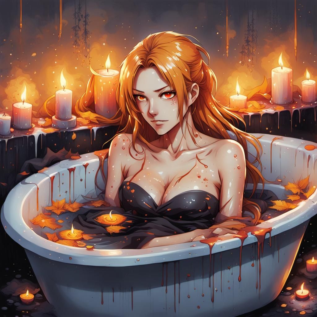 Rangiku Matsumoto Bathtub Scene in Anime Style