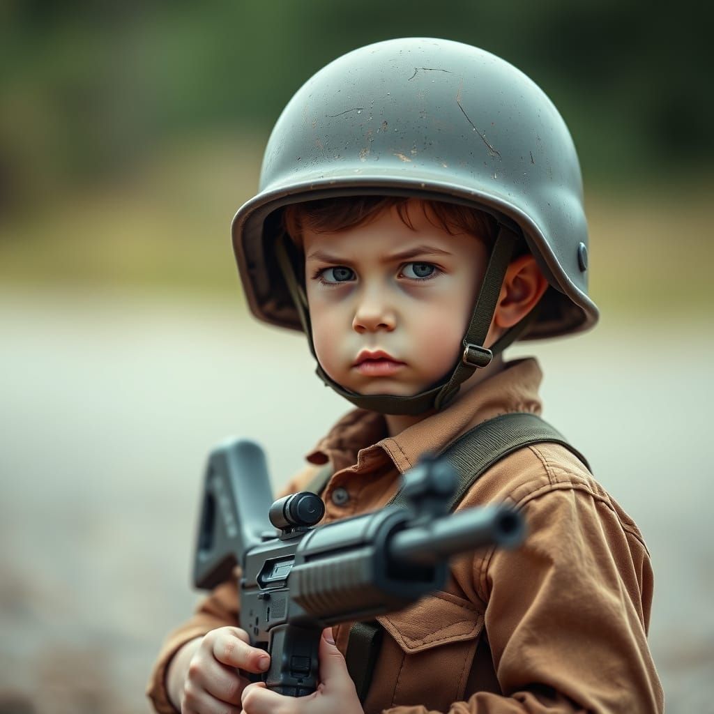 Young Soldier in Formation, Photorealistic Style