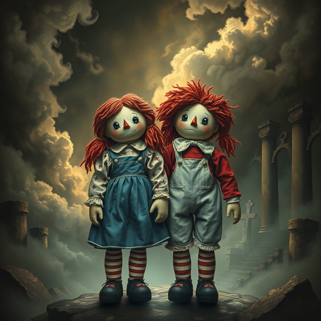 Surreal Dolls in Mystical Dreamscape