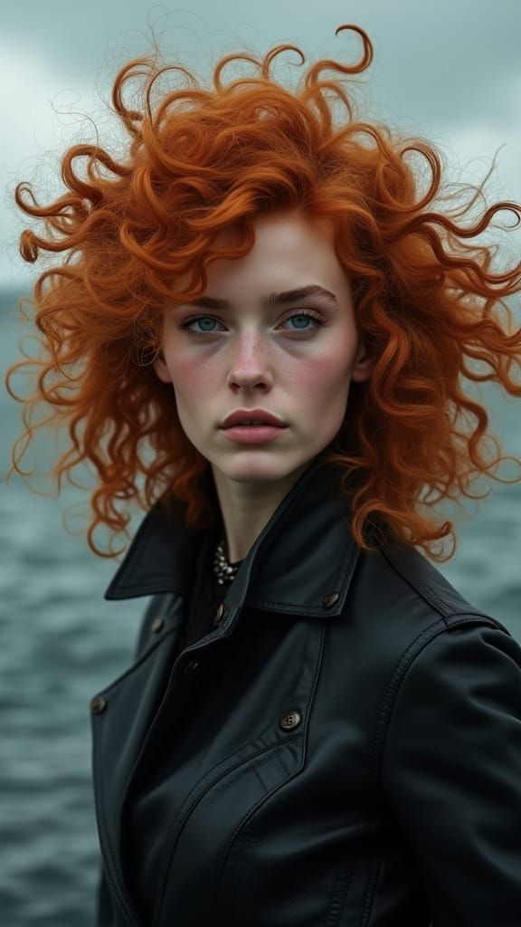Hyperrealistic Portrait of Woman with Red Hair