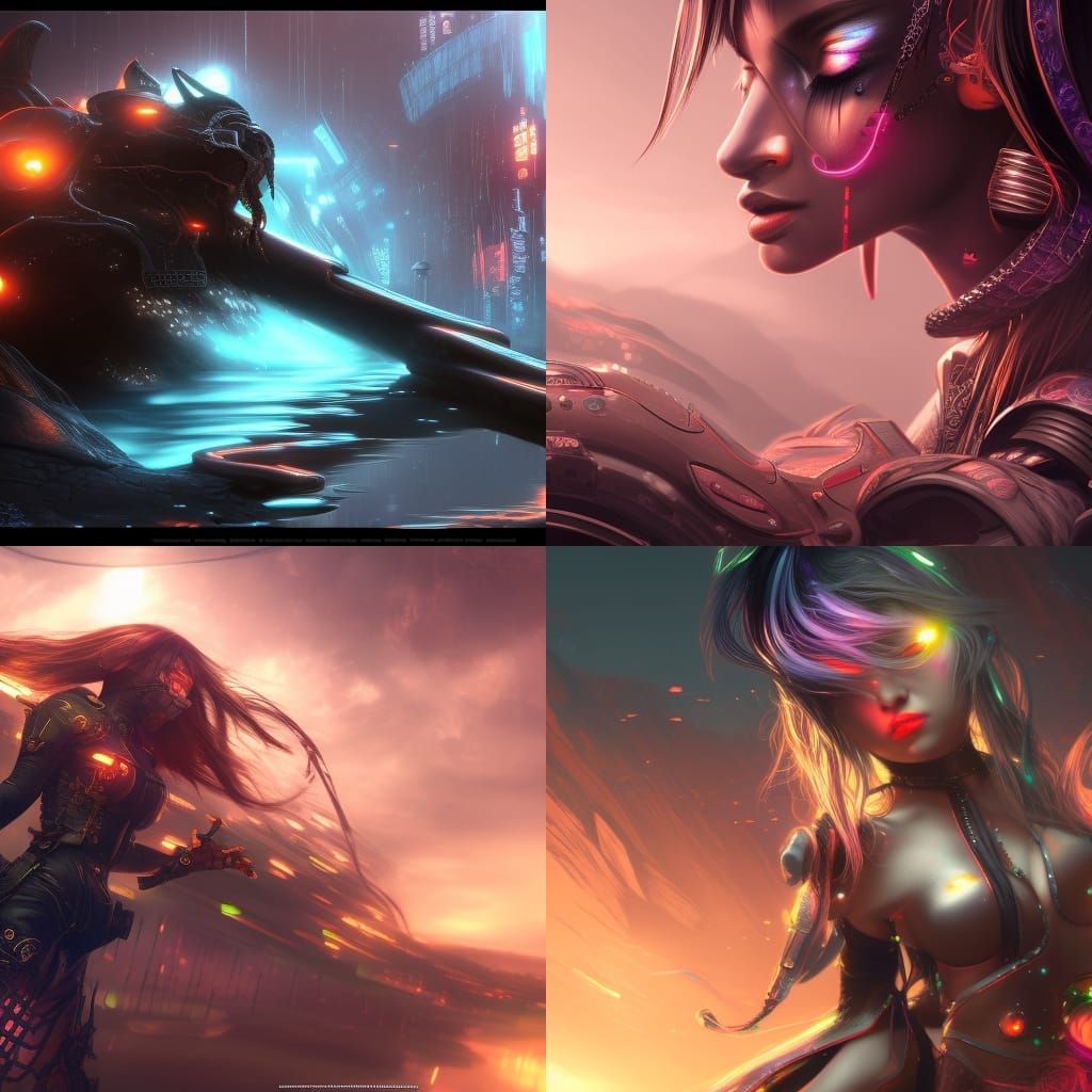 Anime Girl on Neon Motorbike: Cyberpunk Concept Art