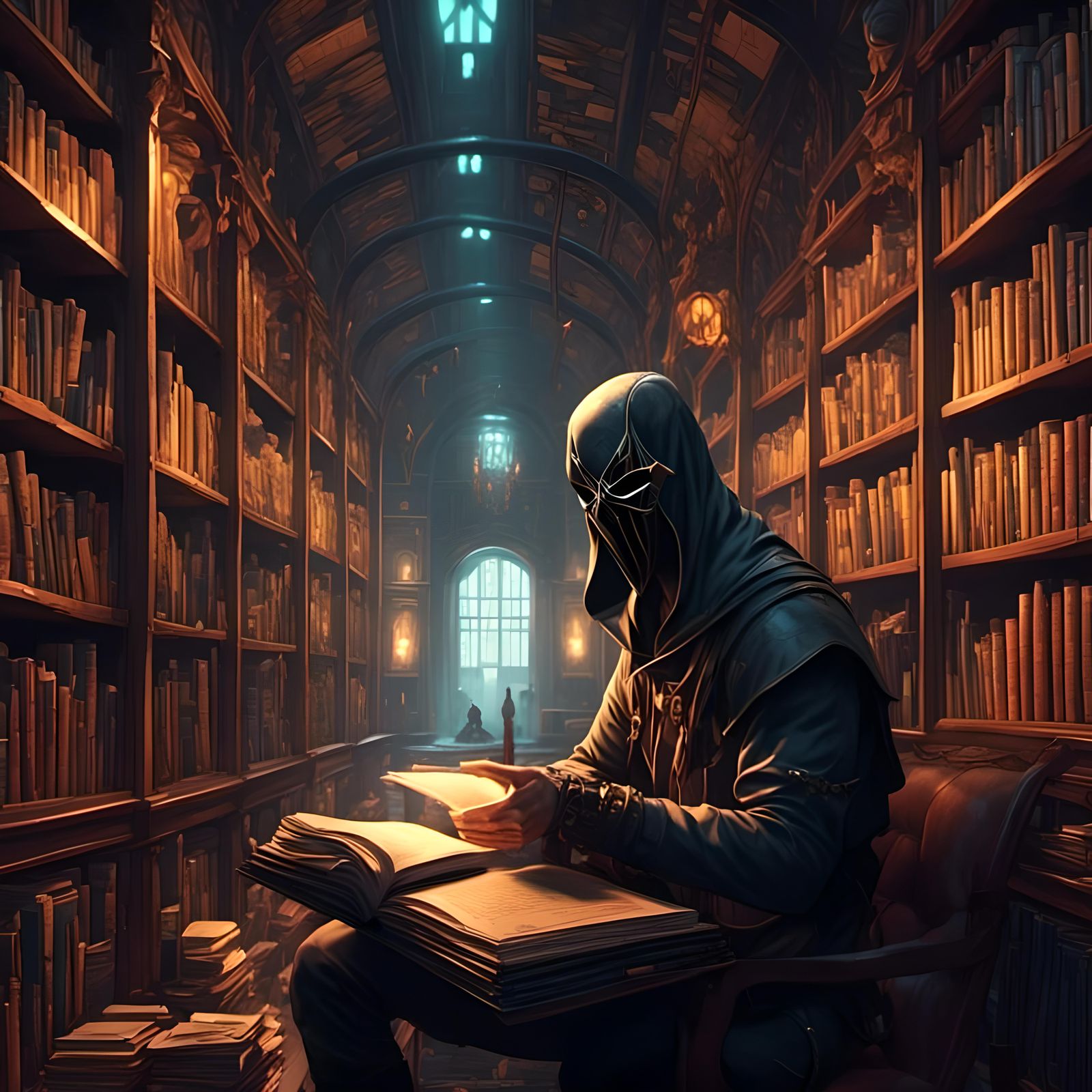 Mindblowing Horror Cartoon Comic Art in Library
