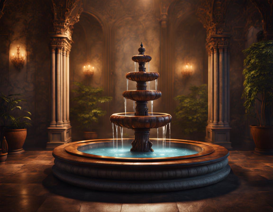 Cozy Luminescent Indoor Water Fountain in Matte Painting Sty...