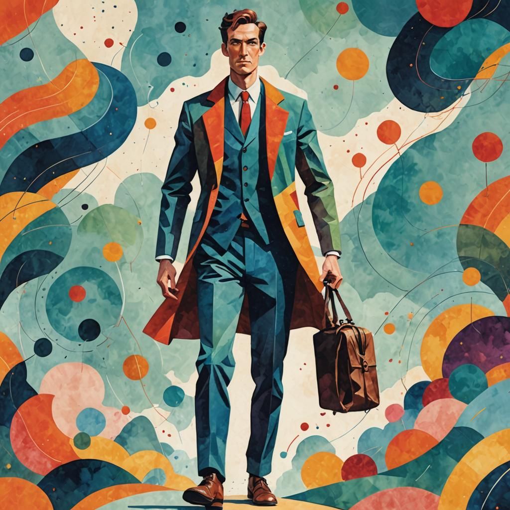 Abstract Tall Man Ready for Adventure