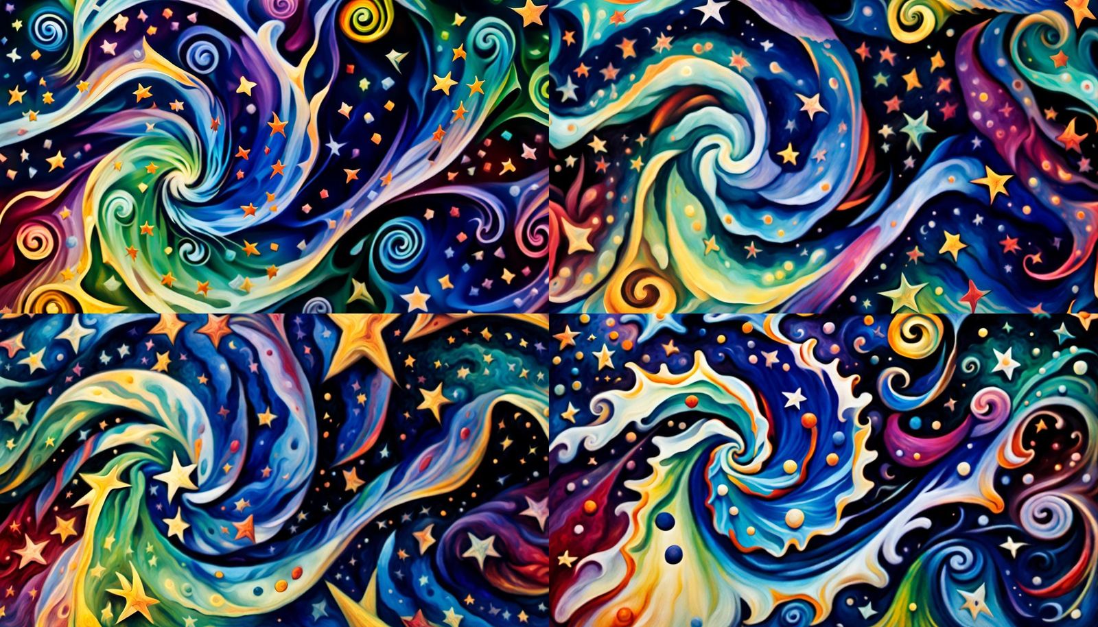 Cosmic Star Dance in Impasto Oil Style