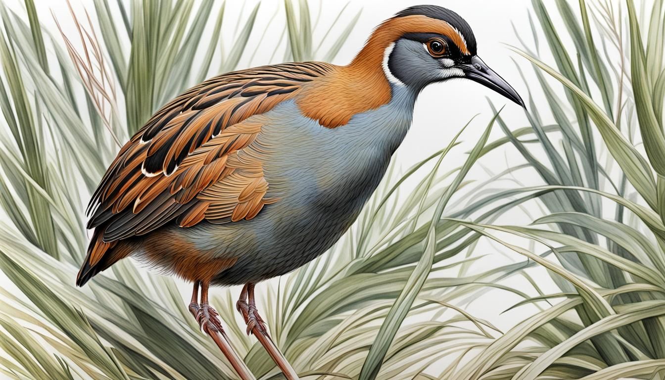 Detailed Sketch of a Guam Rail Bird