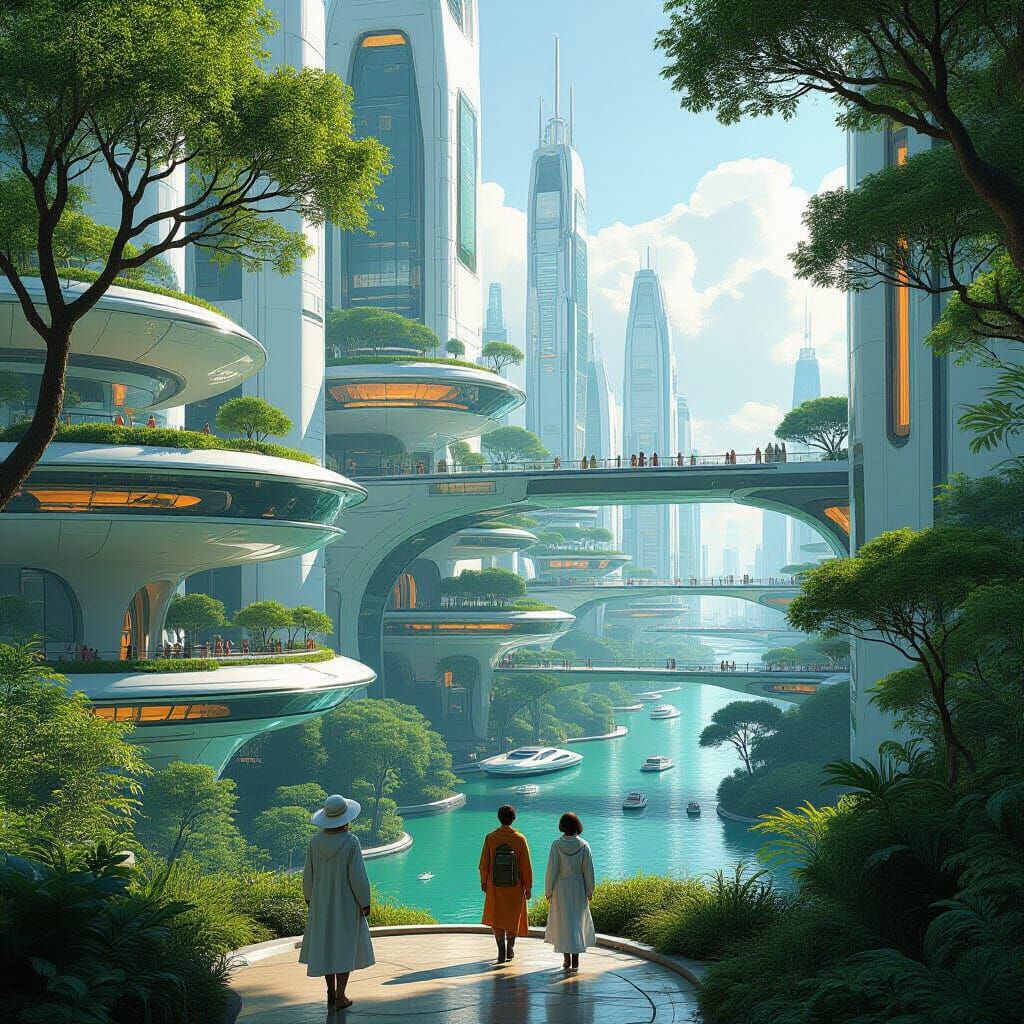 Futuristic Eco-City: Green Architecture and Technology
