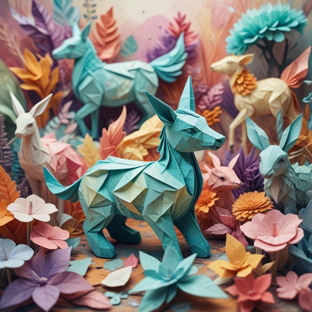 Fuzzy Felt Animals in Whimsical Fantasy Art