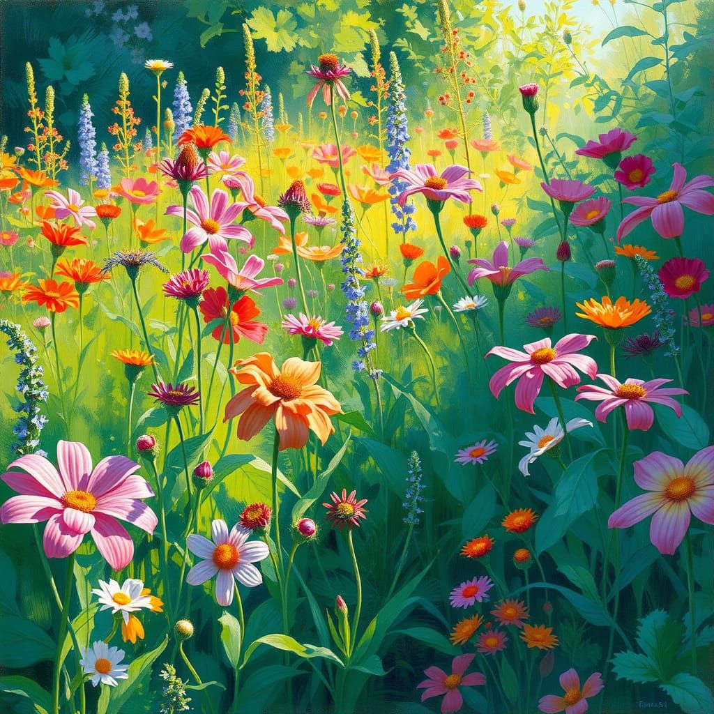 Impressionist Wildflower Garden in Full Bloom