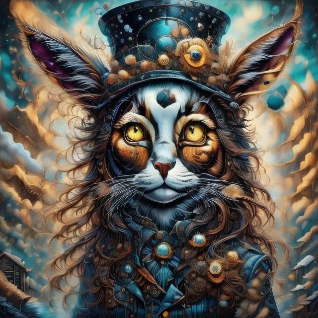 Gothic Steampunk Girl in Blacklight Starscape