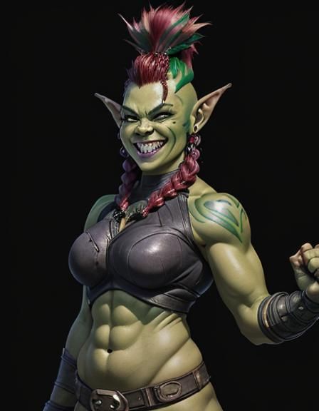 Green Goblin Warrior with Arcane Tattoos