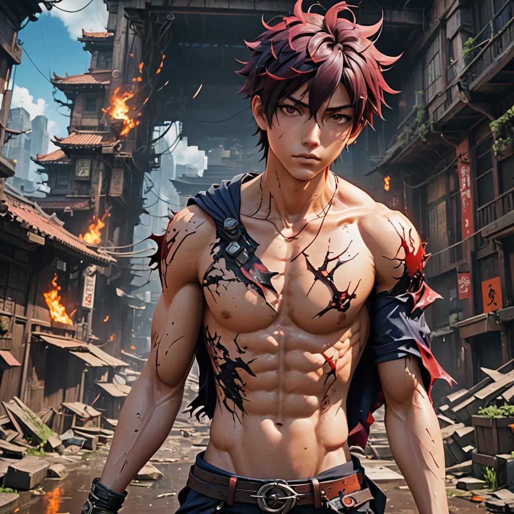 Anime Boy Portrait with Detailed Matte Painting