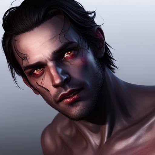 Detailed Portrait of Attractive Male Vampire