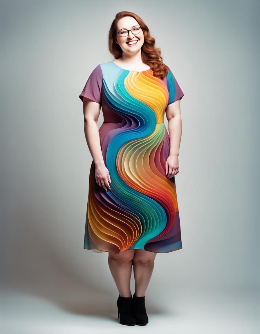 Smiling Woman in Modest Dress in Bio Art Lab