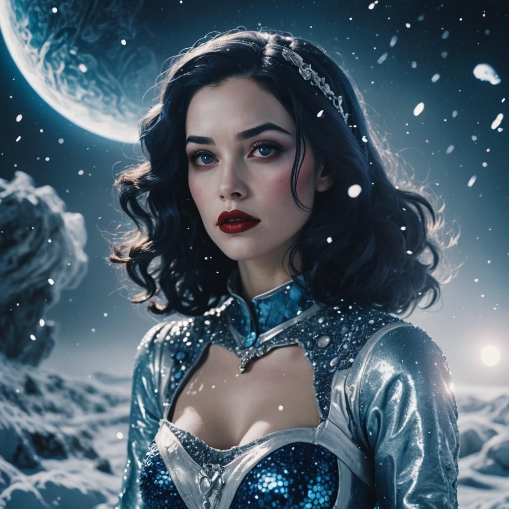 Snow White Space Mermaid with Blue Sparkles