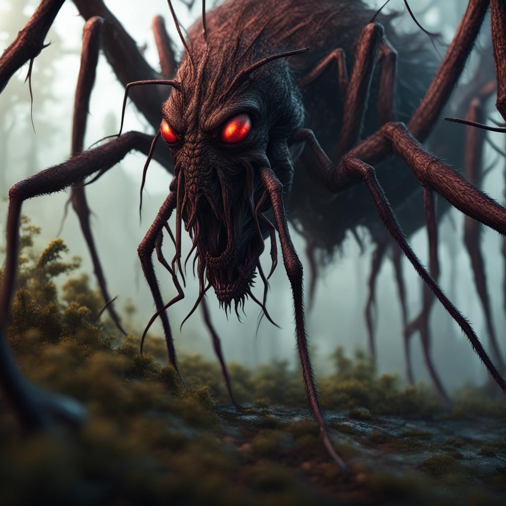 Demonic Eldritch Mosquito Swarm: Detailed Matte Painting