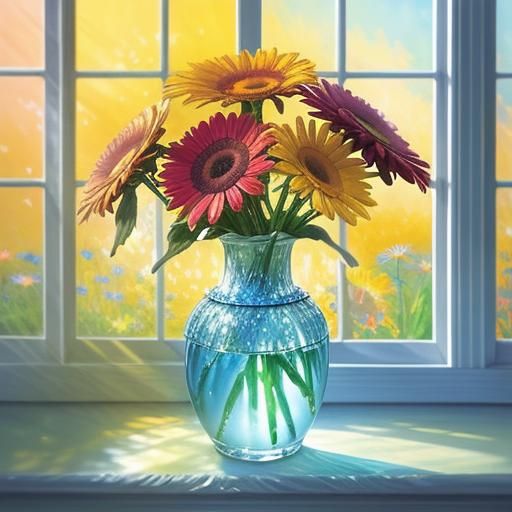 Impressionist Gerbera Daisies in Sunlight