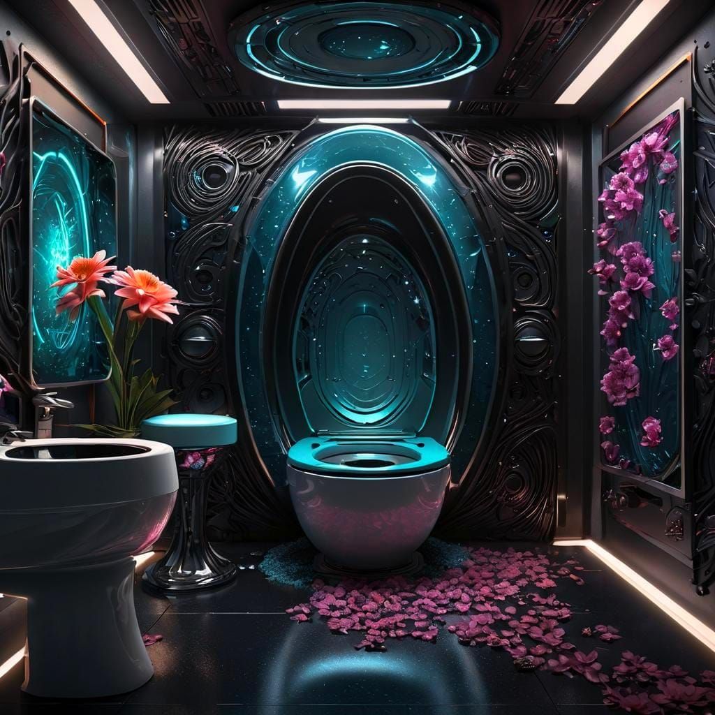 Exotic Alien Restroom with Ottoman Aesthetic