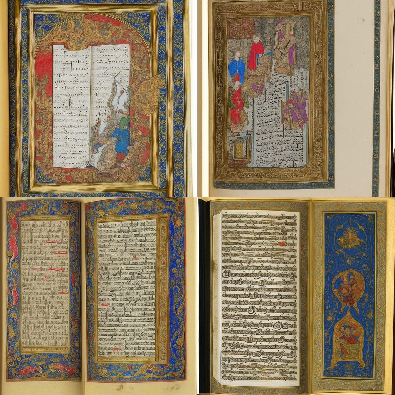 Illuminated Manuscript Page with Medieval Drawings