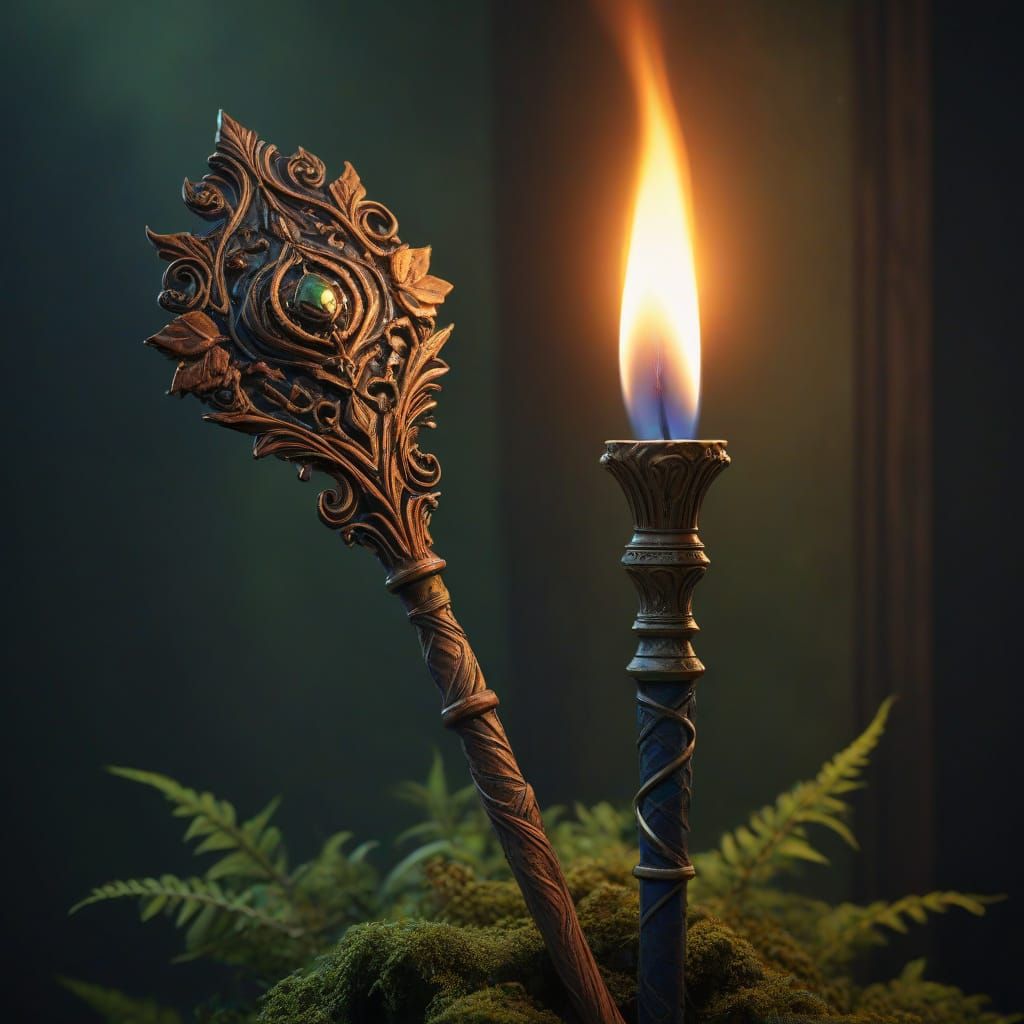 Ancient, Mystical Wands in Golden Brown Wood