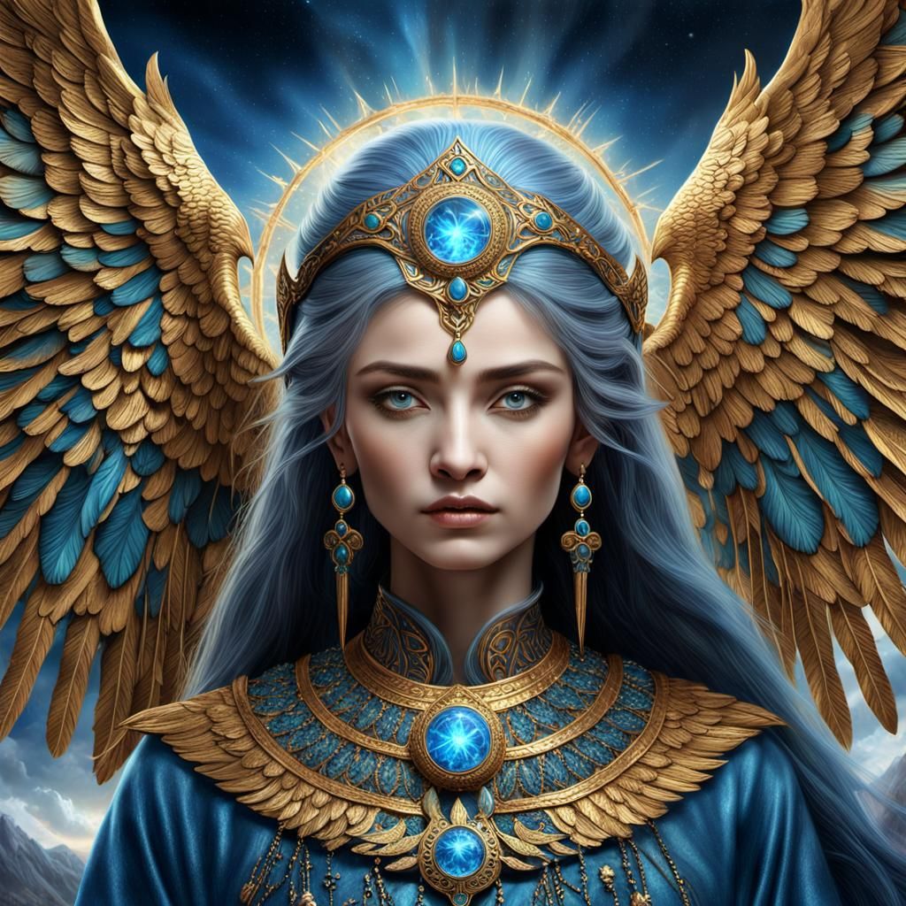 Radiant Turkic Goddess of Life in Digital Painting