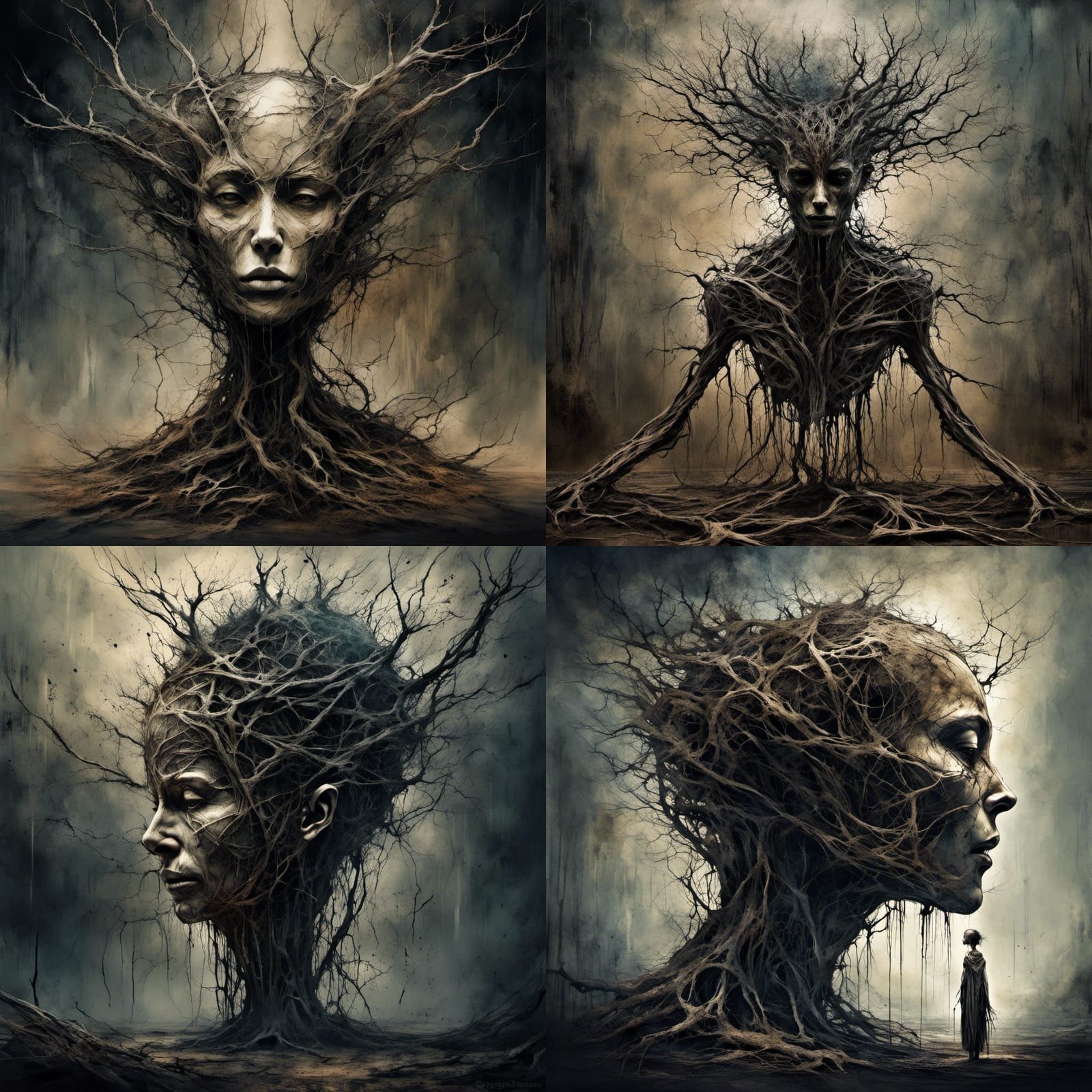 Andromorphic Entity Emerges from Roots: Digital Art