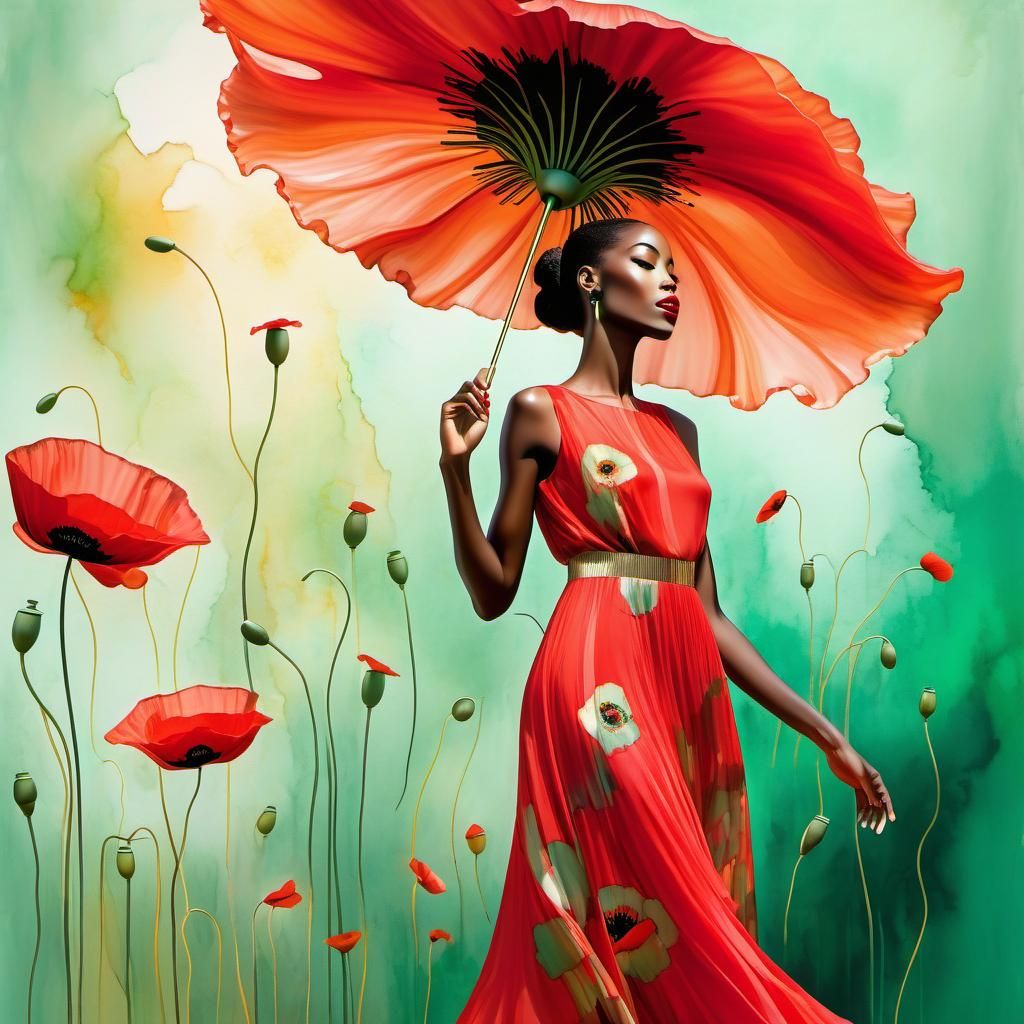 Poppy Petal Dress: Romantic Dream in Alcohol Ink