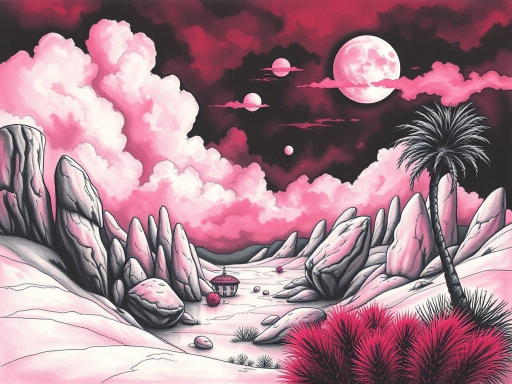 Oasis of Endless Scarcity in Mellow Sanguine Hues