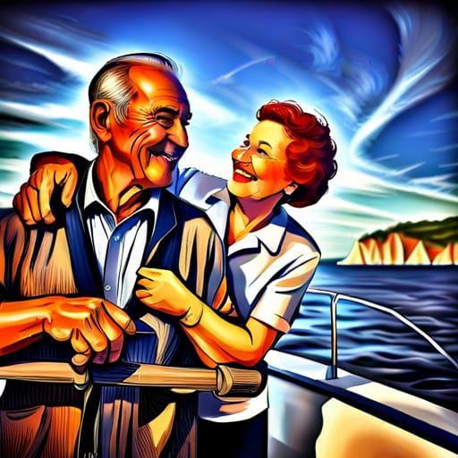 Elderly Couple's Joyful Sailing Adventure