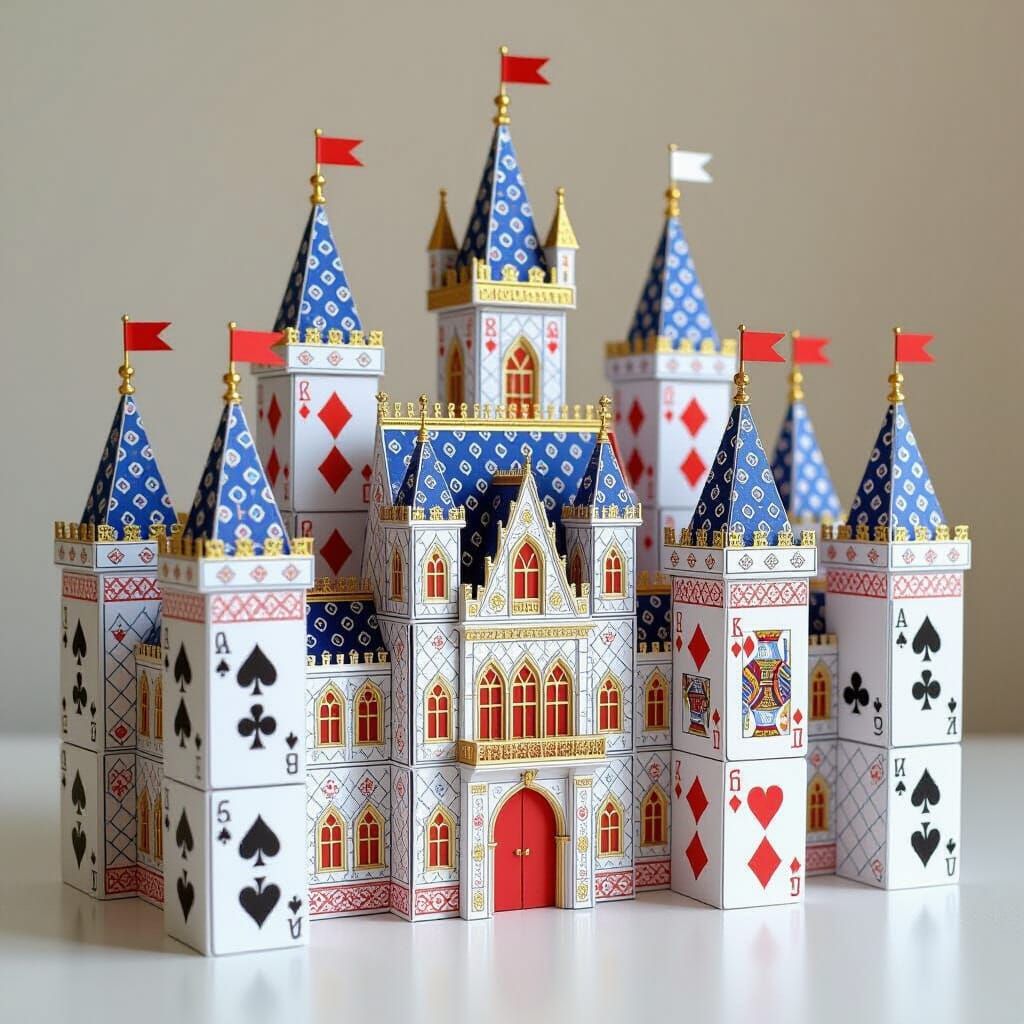 Royal Court Made Of Playing Card Suits and Patterns