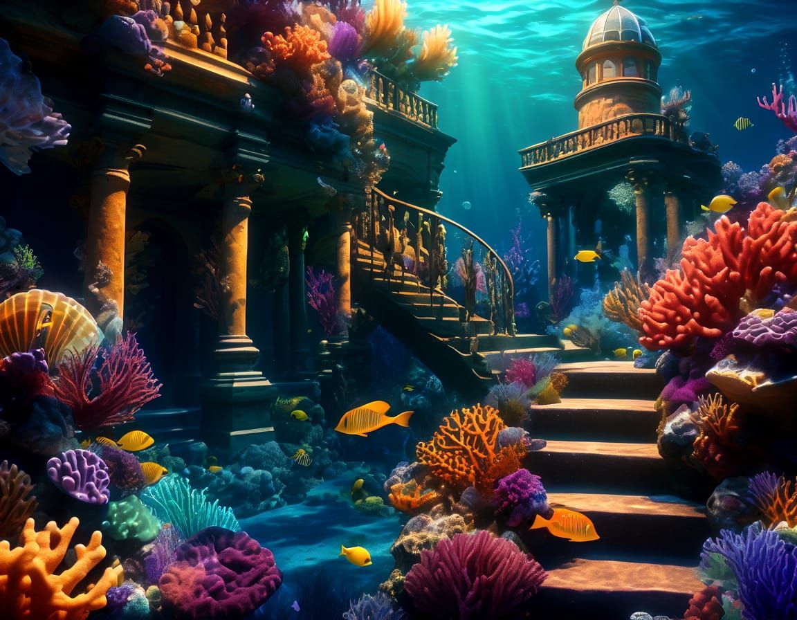 Opalescent Mermaid Castle in Underwater Kingdom