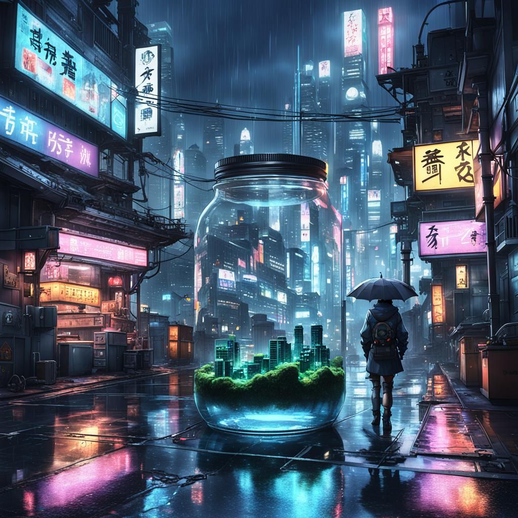 HDR cyberpunk city