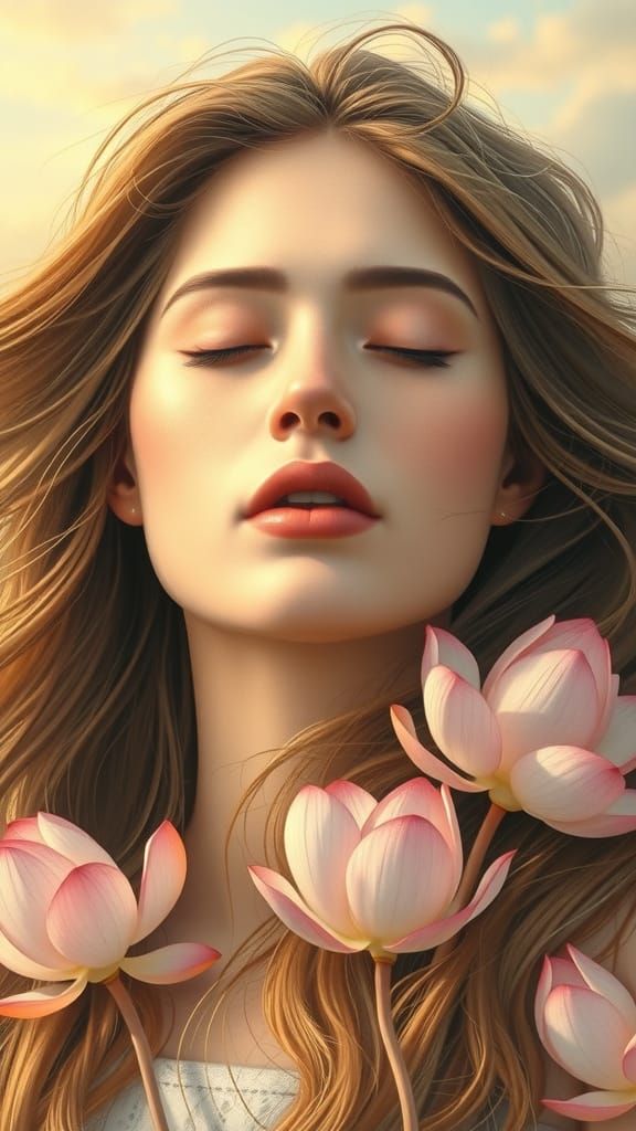 Ethereal Goddess Amidst Blooming Delicacy